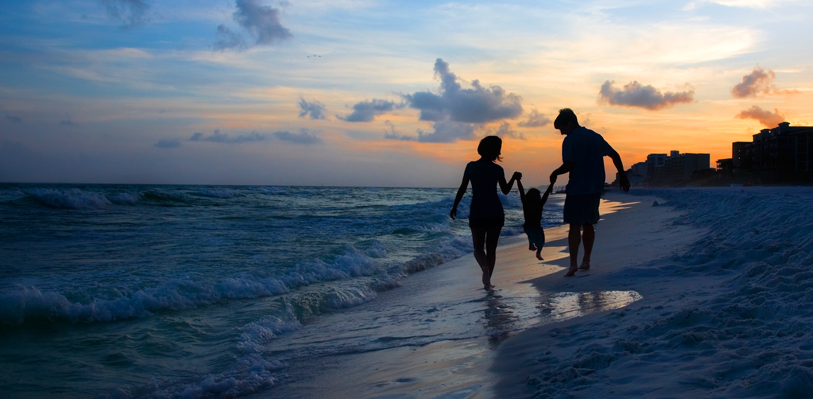 Young family on beach